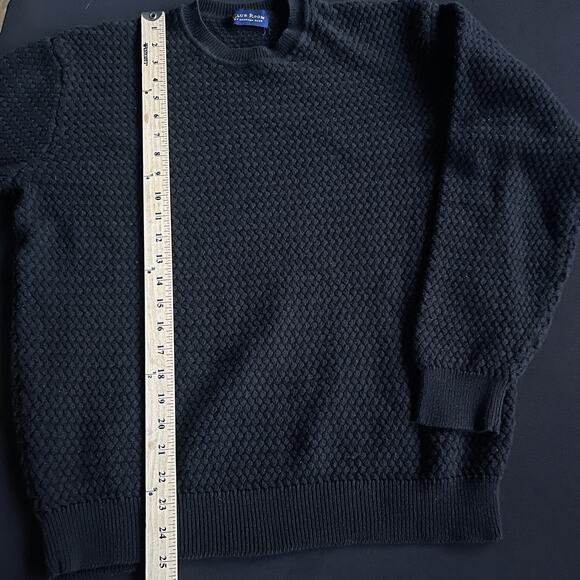 Club Room Men Textured Sweater Large Black Pullover Grandpa Classic Casual Retro - Picture 7 of 8